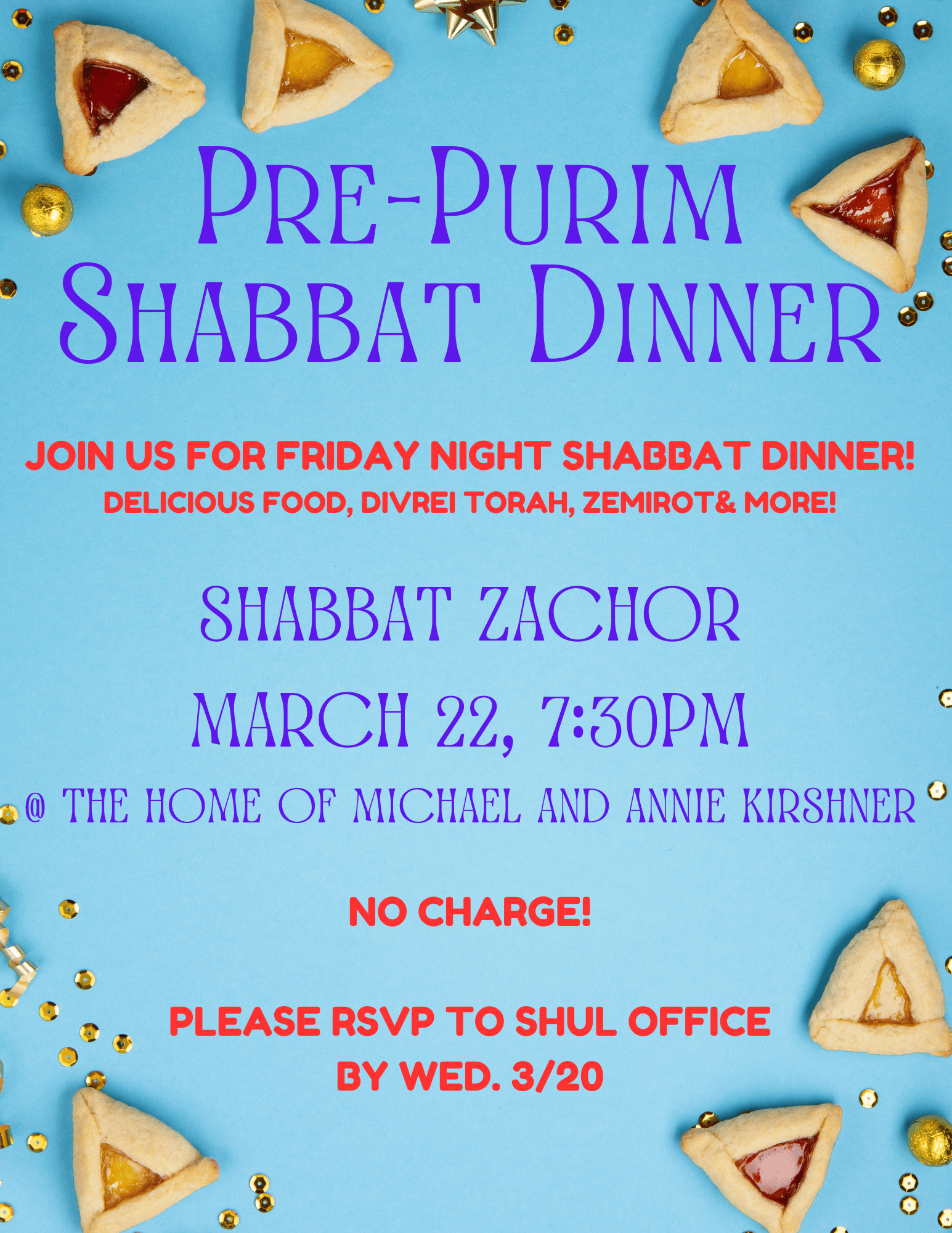 Pre-Purim Shabbat Dinner