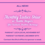 Monthly Ladies Shiur